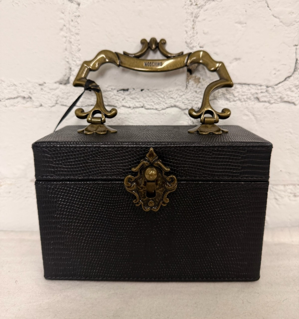 AW22 Moschino Couture Jeremy Scott Black Box Purse w/ Bronze Antique Hardware